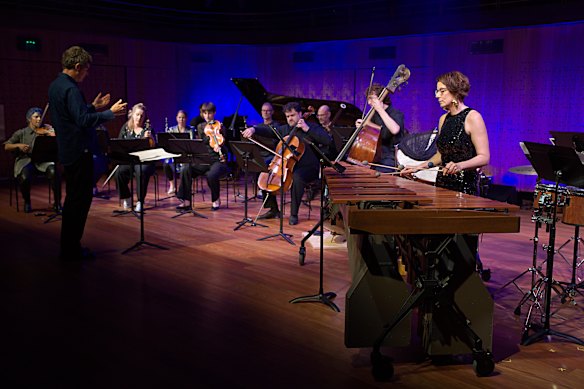 Claire Edwardes (right) and Ensemble Offspring performing at ACO on the Pier for The Oracle program.