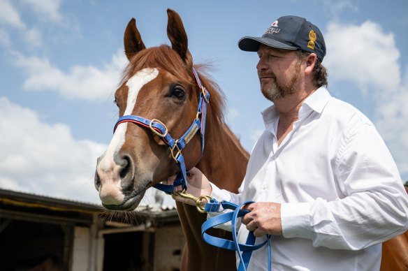 Gary Portelli with Encap, which runs in the Doncaster Prelude on Saturday.