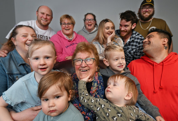 Joan Graham with some of her former foster children and their offspring, and some of her biological children, grandchildren and great-grandchildren.