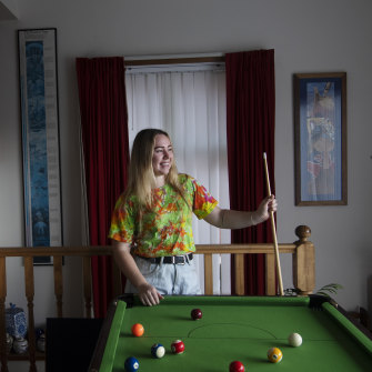Gabi Palme, 20, at her Freshwater home. The first-time voter was formerly a full-time unpaid carer for her grandmother; now she works at a restaurant while studying nursing at TAFE.  