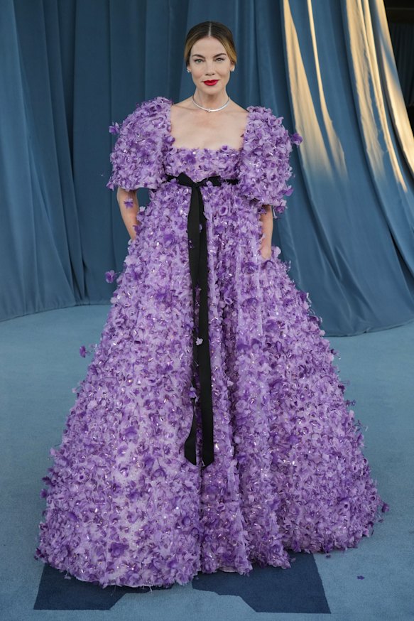 Michelle Monaghan in Carolina Herrera at the Academy Museum Gala in Los Angeles on October 18.