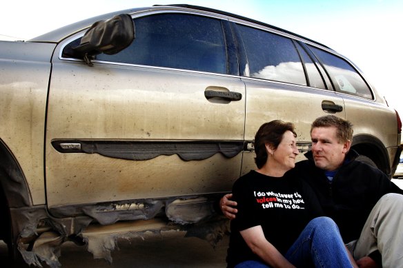 Kinglake residents Lois and Luke van den Berk in Mill Park after the fires.