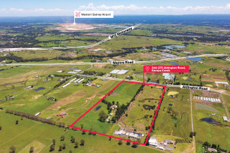 A 20-hectare parcel of amalgamated land at 244-270 Aldington Road in Kemps Creek.