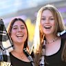 Fans from Collingwood and Fremantle show their colours.