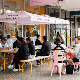 The outdoor tables at Tita.