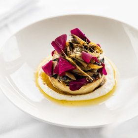Salt baked celeriac, leek, lemon and miso.