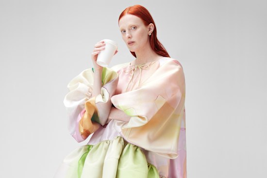 Romance Was Born dress, $720. Earrings (worn throughout), stylist’s own.