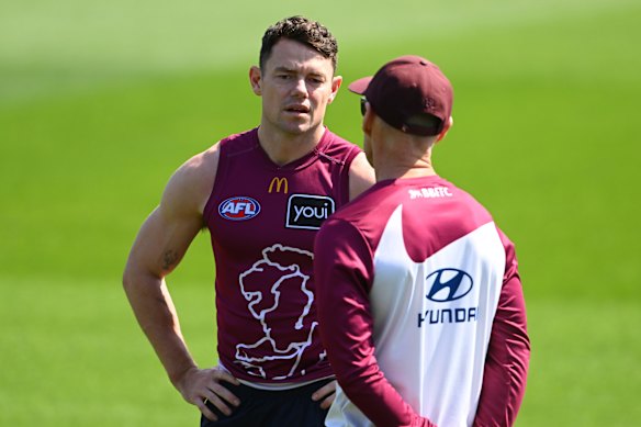 Lachie Neale a training on Tuesday.