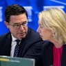 Nationals leader David Littleproud and Nationals Senate leader Senator Bridget McKenzie during the Nationals Federal Council at the National Press Club of Australia in Canberra on Saturday 1 November 2025. fedpol Photo: Alex Ellinghausen