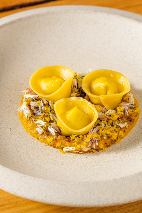 Cheese-filled tortellini.