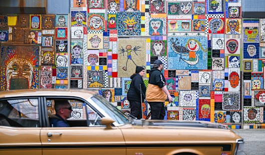 The much-loved mosaic at the train station underpass on Patterson Road, Bentleigh.