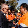Prime Minister Albanese meets steel workers at Whyalla.