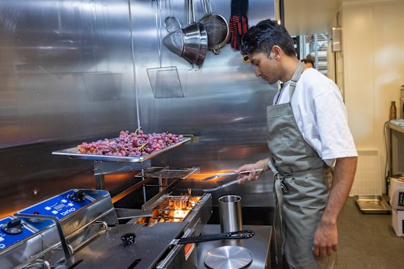 Former Lilac Wine chef Viveik Vinoharan is now on the pans at Dutch Rules distillery.