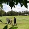 Quarry Creek Bushcare Group and Pymble residents (left to right), Greg Taylor, Jill Green, Dale Crosby, Mignon Booth at Quarry Creek, West Pymble.