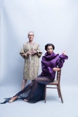 Designer Kara Baker with one of her couture creations worn by model Shoona Davies.  Jewellery by Kozminsky.
