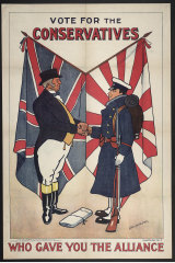 Britain saw its 1902 alliance with Japan, highlighted in this 1906 election poster, as shoring up its position in the Pacific. Australia's leaders viewed it with alarm.