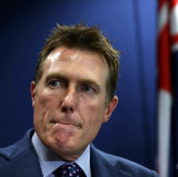 Christian Porter at a press conference in March to address the rape allegations, which he strenuously denies.
