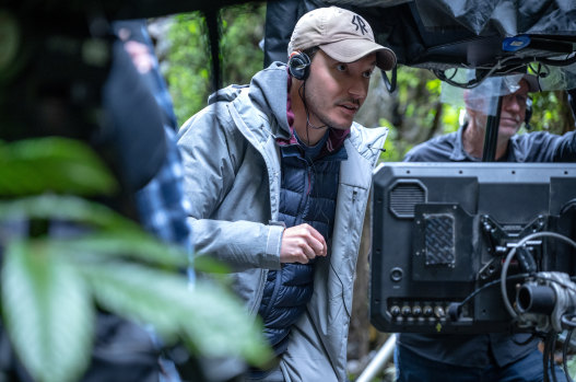 Director Wes Ball on the set of Kingdom of the Planet of the Apes, which was shot in Sydney and the Illawarra.