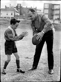 Rodney Churchill as a boy in 1967, with his dad Clive.