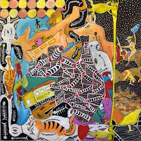 "All mixed Up II" by John Prince Siddon, acrylic on canvas, 120cm x 120cm.