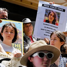 Protesters in favour of Deanna Coco