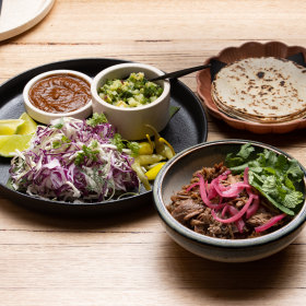Lamb barbacoa with warm tortillas.