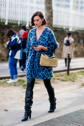 Fashion editor Jordan Grant embraces the animal print trend on the streets of Paris.