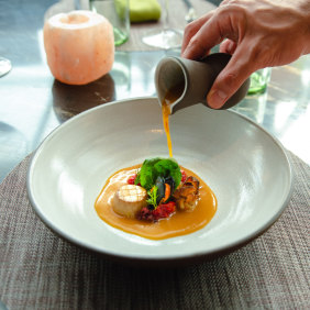 Eden Restaurant and a dish of roasted and glazed celeriac steak.