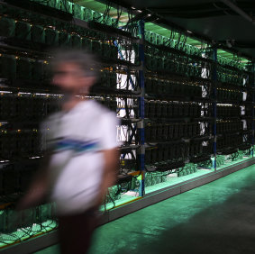 Bitcoin mining machines at a Canada Computational Unlimited Inc computation centre in Quebec.