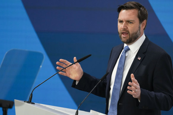 US Vice President J.D. Vance addresses the Munich Security Conference last Friday.