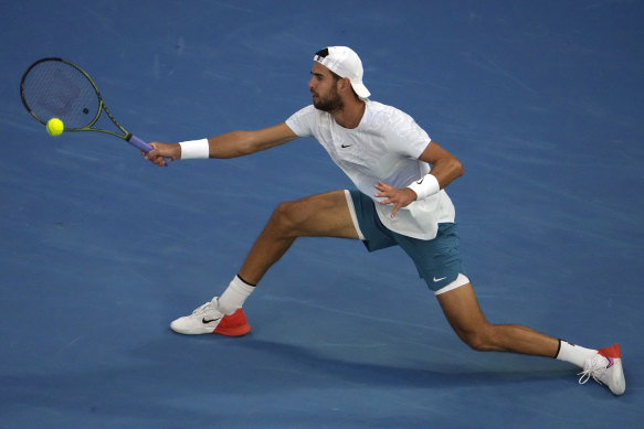 Karen Khachanov held his nerve in the final set tie-breaker.