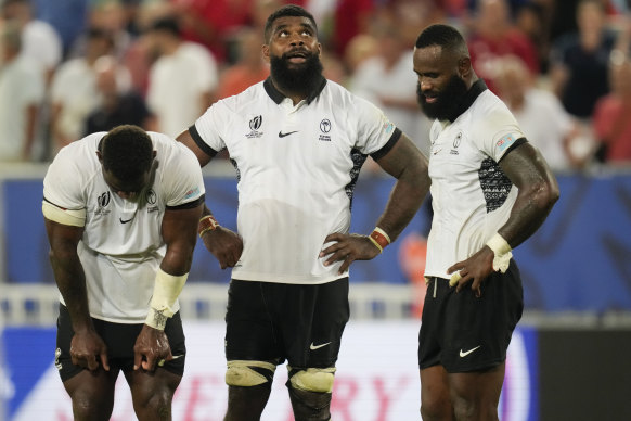 Semi Radradra (right) after the match.