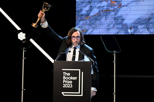 Paul Lynch celebrates his novel Prophet Song winning the Booker Prize last November.