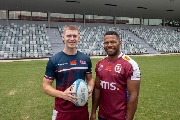 New Queensland Reds signings Will McCulloch and Filipo Daugunu.