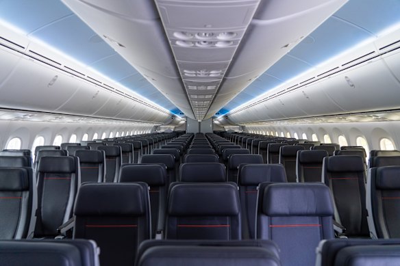 Jetstar’s Boeing 787-8 Dreamliner. A lower cabin altitude in modern aircraft can make jet lag less likely.  