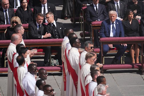Donald Trump and Melania Trump attend the funeral of Pope Francis.