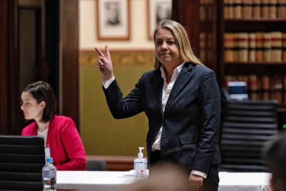 Jenny West appears before the parliamentary inquiry on Monday.