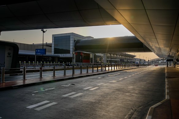 A departure road of of the Dubai International Airport is deserted after its closure.