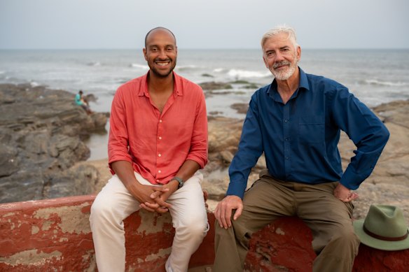 Shaun Micallef with Denise Scott’s Mother and Son co-star Matt Okine in Ghana for Origin Odyssey.