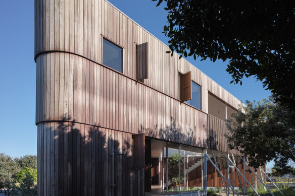 Blok Belongil at Byron Bay. A new kind of beach house shortlisted for the 2024 NSW architecture awards for best new home may change people’s minds about modular construction. 