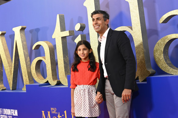 Rishi Sunak and daughter Anoushka attend the world premiere of Roald Dahl’s “Matilda The Musical”.
