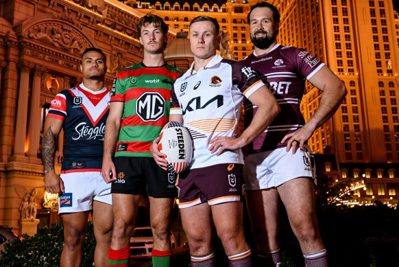 Spencer Leniu, Campbell Graham, Billy Walters and Aaron Woods have been spreading the NRL gospel in Las Vegas.