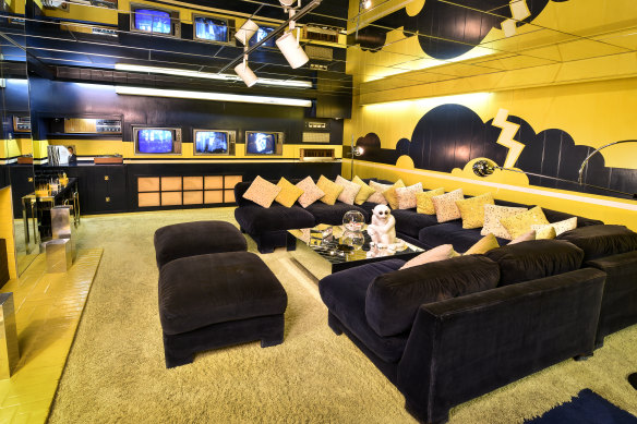 The media room is very cushy.