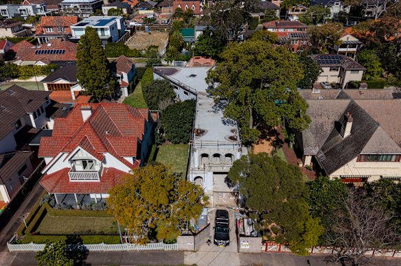 Christopher Ghaleb’s new home occupies an irregular shaped block on Llandilo Avenue. 