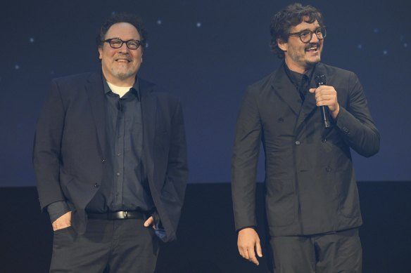 Writer/producer Jon Favreau and star Pedro Pascal from The Mandalorian at D23.
