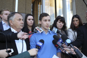 Stuart fronts the media in 2014 after Kieran Loveridge’s sentence was increased.