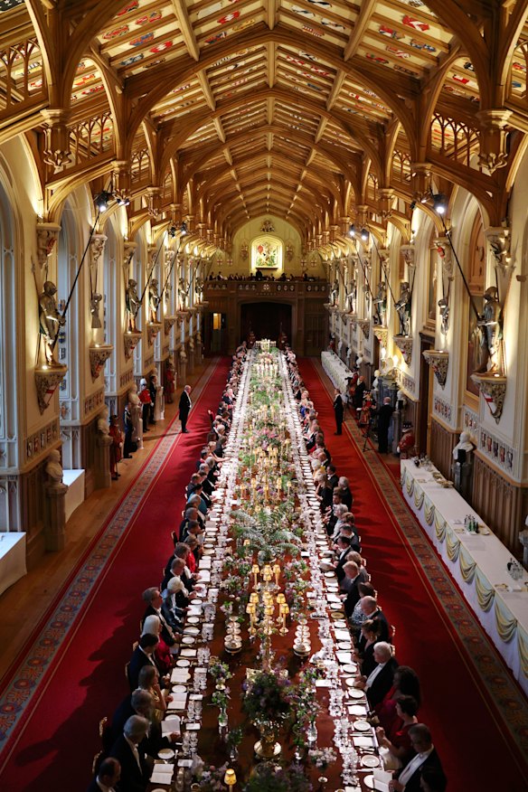 The lavish state banquet was held at Windsor Castle.