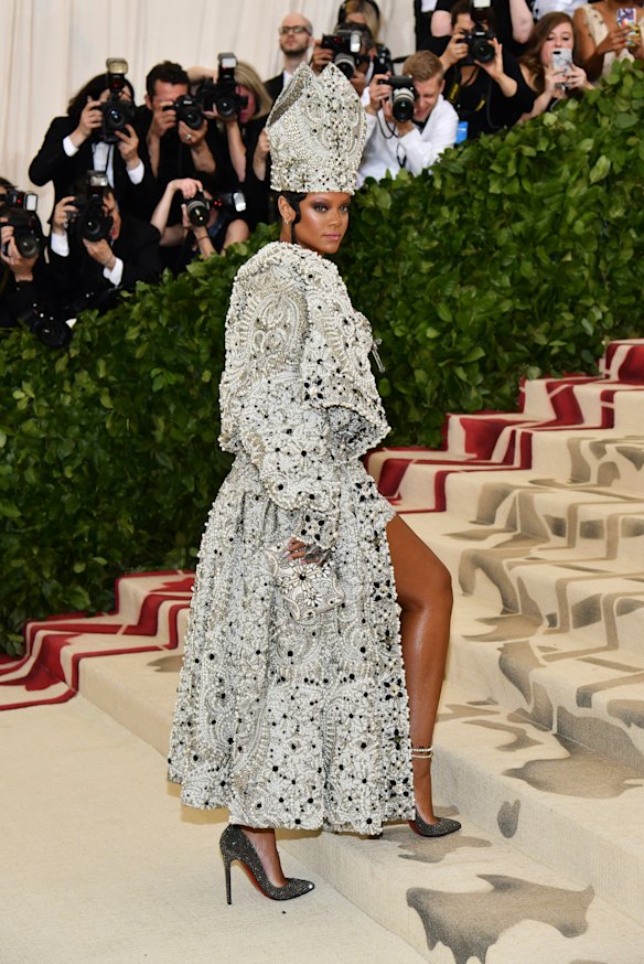 Celebrity following ... Rihanna wearing Christian Louboutin heels at the Met Gala.