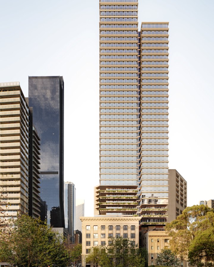 A render of developer Sterling Global’s plans for 623 Collins.