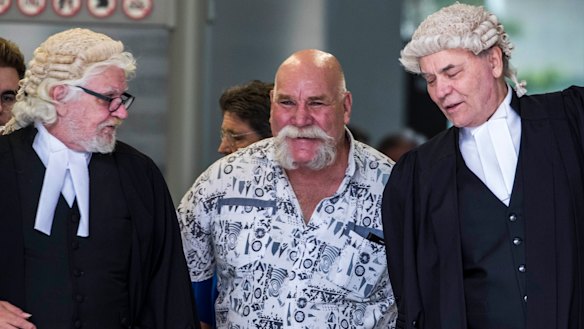 Peter John Nixon is seen leaving the Supreme Court in Brisbane on Tuesday after being found not guilty of assisting his father's suicide.